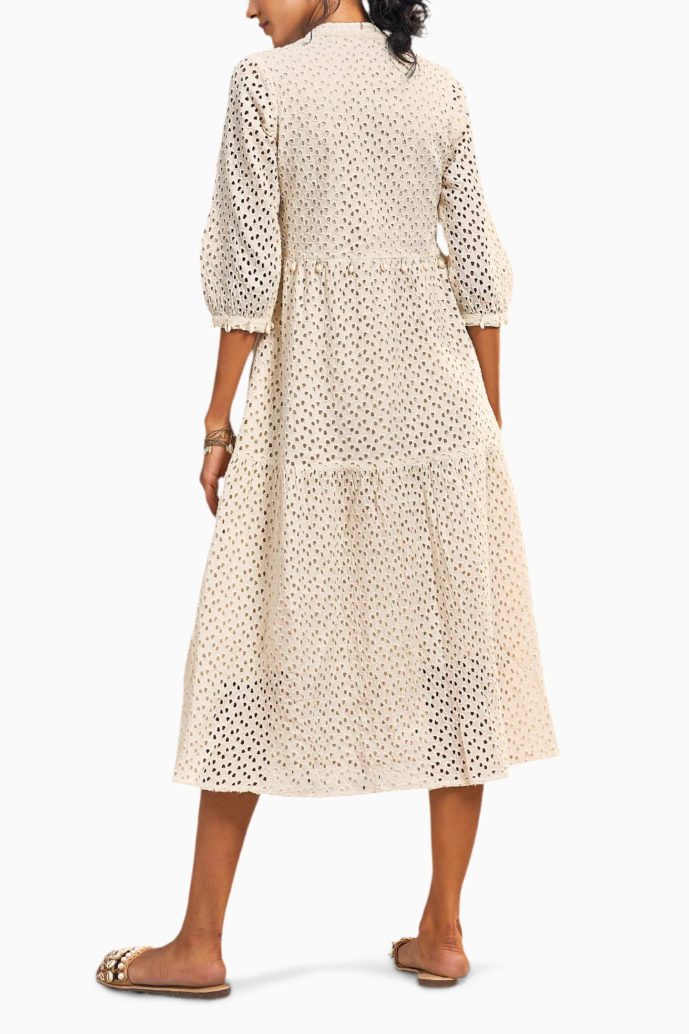 Breezy Cotton Cutwork Ivory Dress