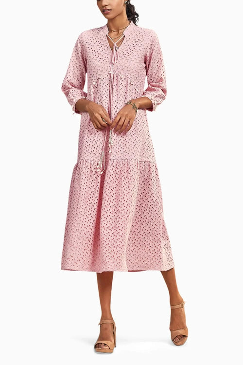 Breezy Cotton Cutwork Pink Dress