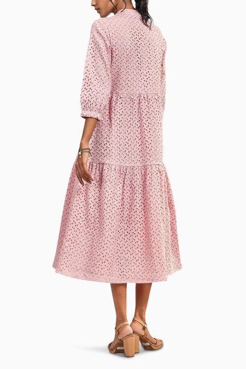 Breezy Cotton Cutwork Pink Dress