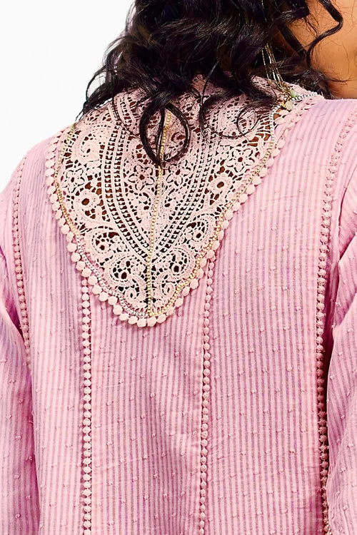 Blush Pink Flairy Cotton Kurta Set With Dupatta