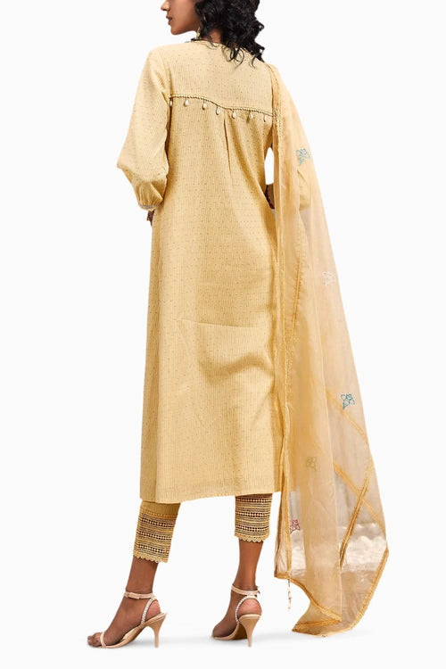 Sunshine Yellow Cotton Straight Kurta Set With Dupatta