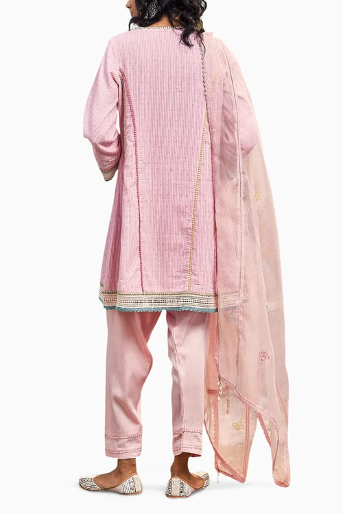 Blush Pink Short Anarkali Set With Dupatta