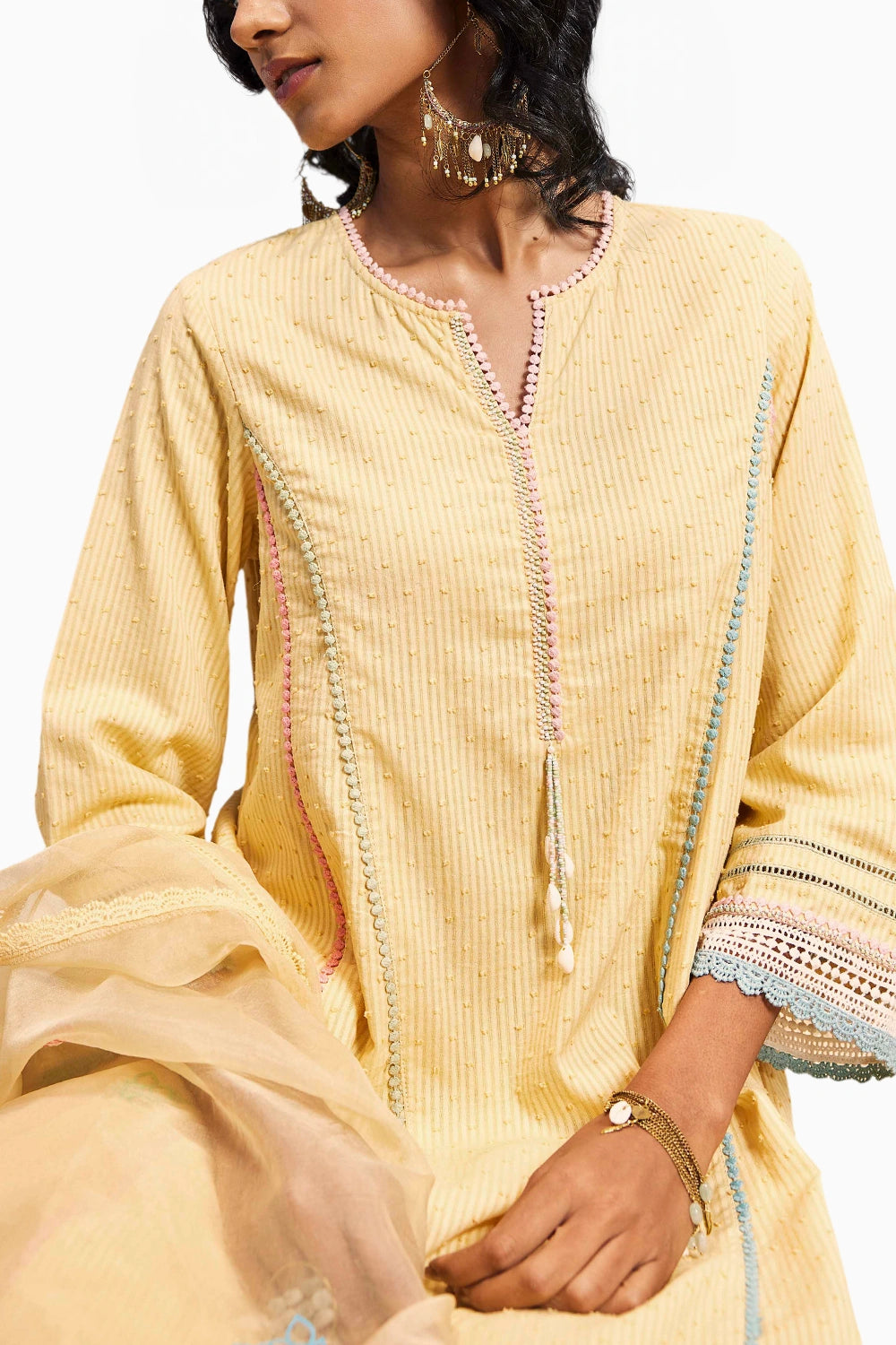 Sunshine Yellow Short Anarkali Set With Dupatta