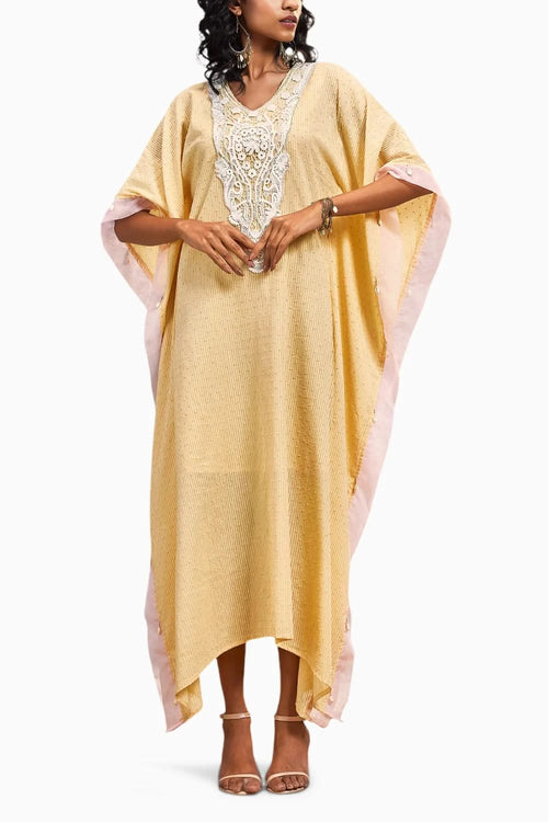 Breezy Sunshine Yellow Cotton Kaftan