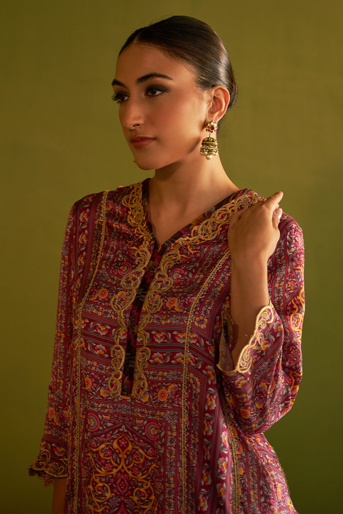 Keerat Gulaab Velvet Tunic Set