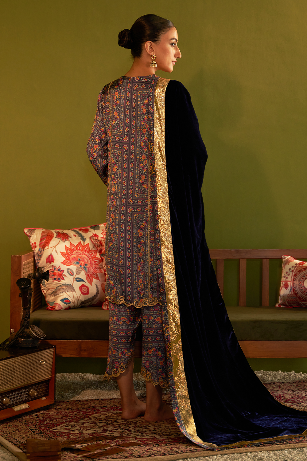 Keerat Neel Velvet Tunic Set