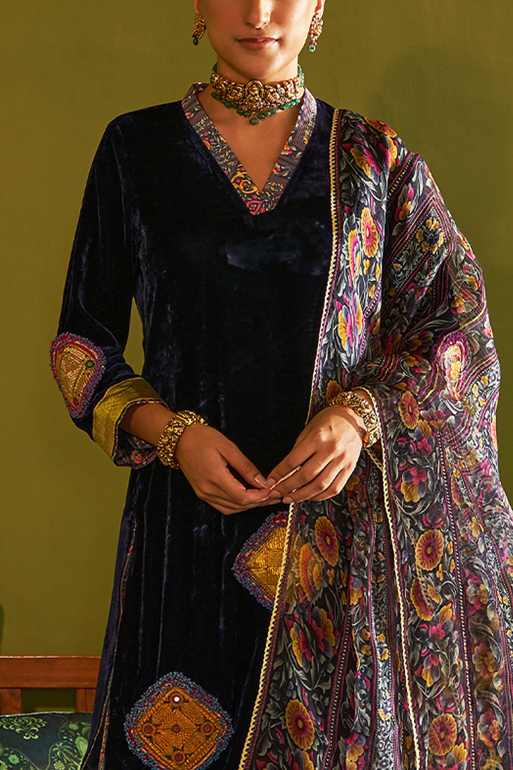 Saru Neel Velvet Kurta Set