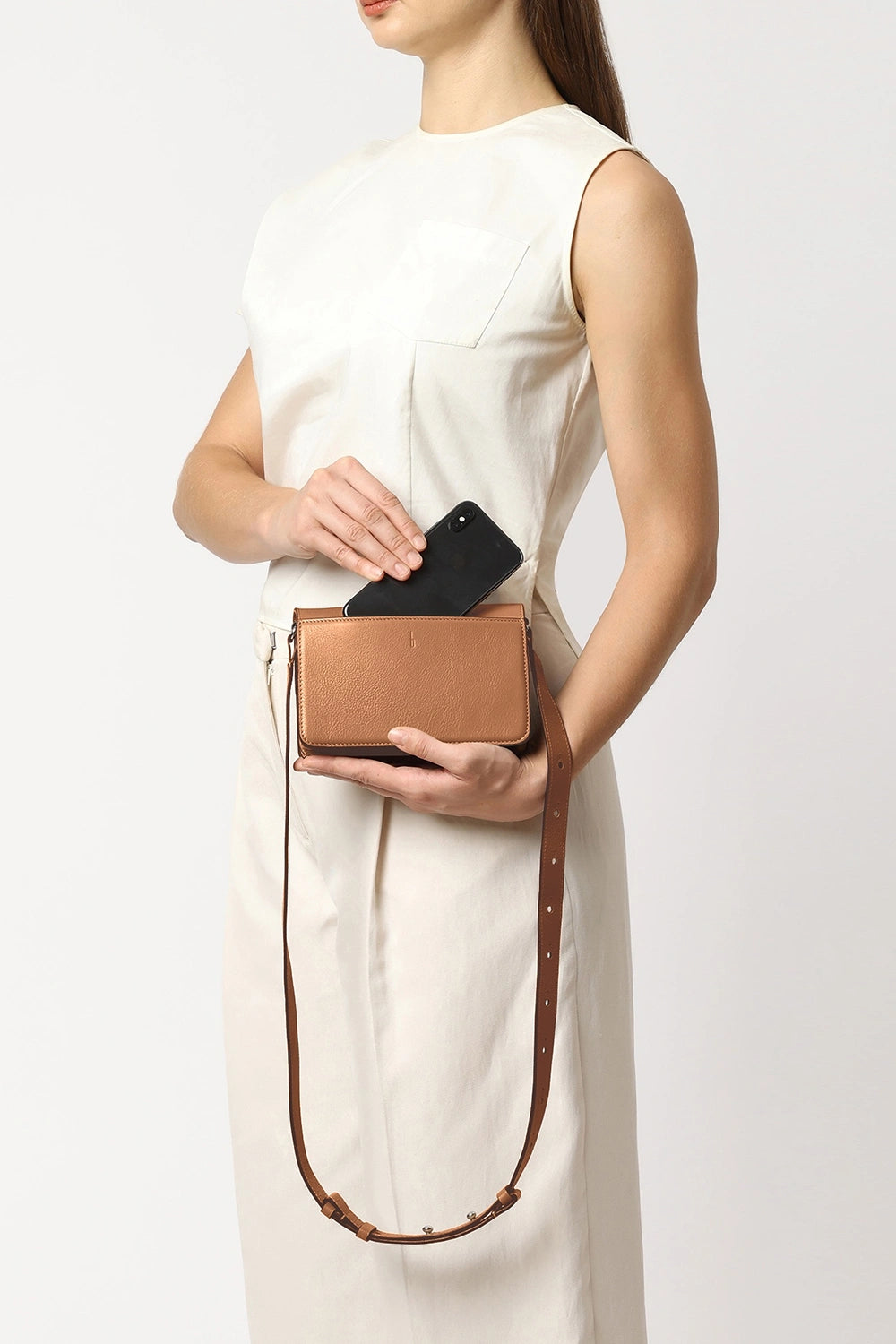 Simone Milled Almond Mini Accordion Bag
