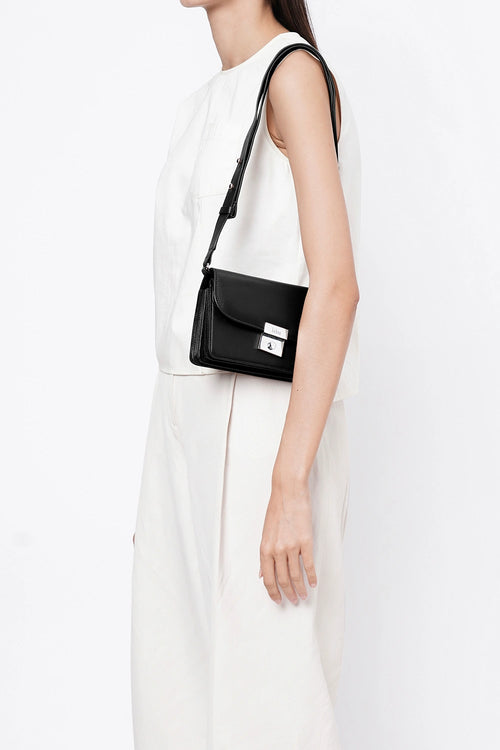 Simone Milled Black Mini Accordion Bag