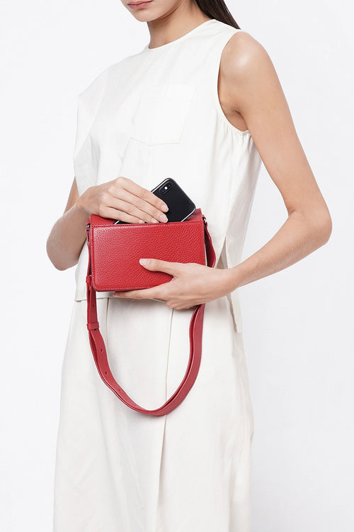 Simone Pebble Red Mini Accordion Bag