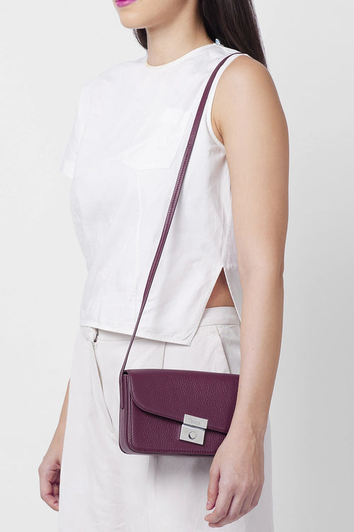 Simone Pebble Bordeaux Mini Curve Crossbody Bag