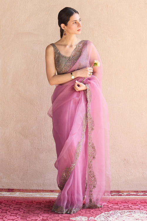 Purple Nidhi Hand Embroidered Saree