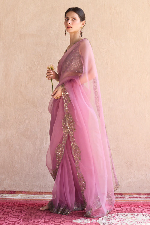 Purple Nidhi Hand Embroidered Saree