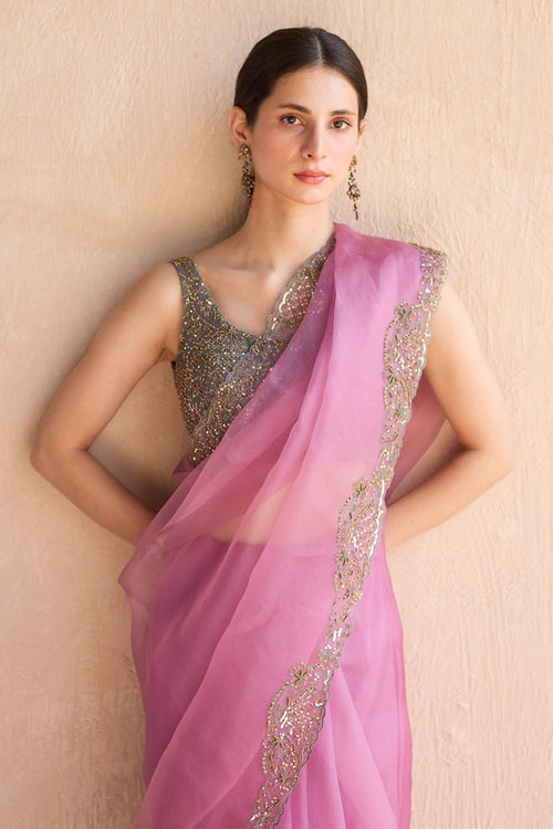 Purple Nidhi Hand Embroidered Saree