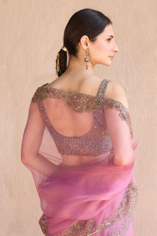 Purple Nidhi Hand Embroidered Saree