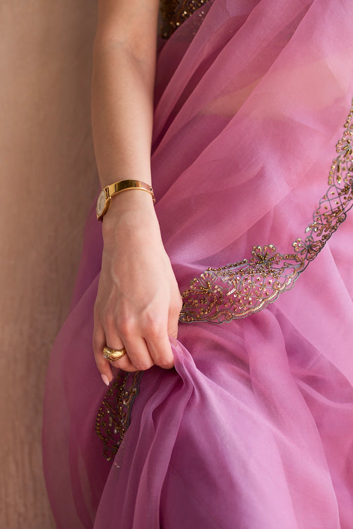 Purple Nidhi Hand Embroidered Saree