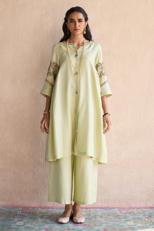 Green Kaura Chanderi Co-ord Set