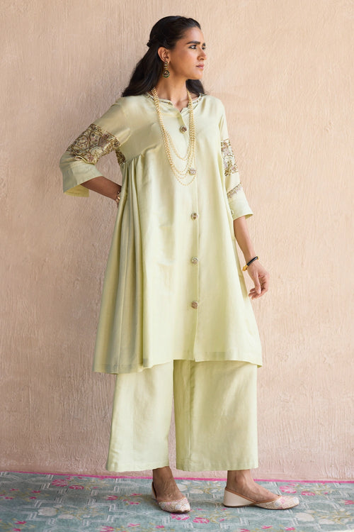 Green Kaura Chanderi Co-ord Set