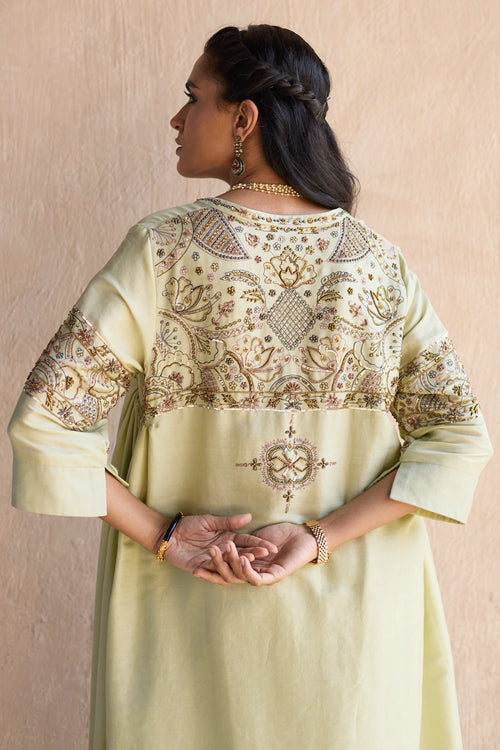 Green Kaura Chanderi Co-ord Set
