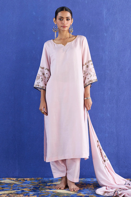 Pink Noori Hand Embroidered Suit Set