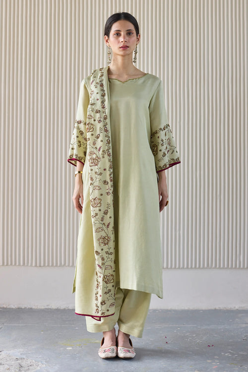 Green Noori Hand Embroidered Suit Set