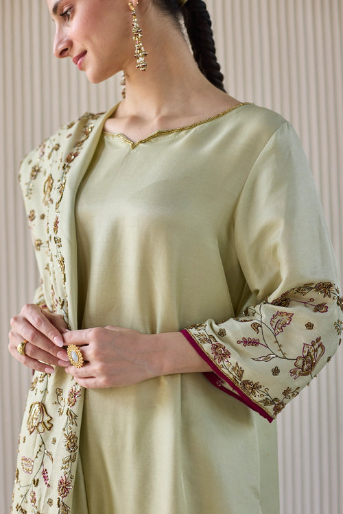 Green Noori Hand Embroidered Suit Set