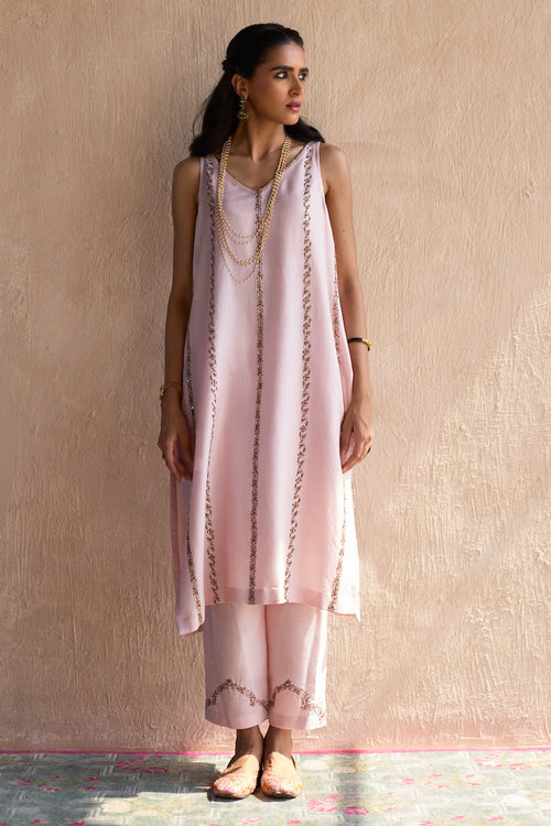 Pink Nidhi Hand Embroidered Suit Set