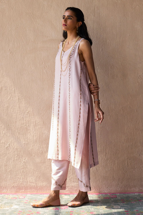 Pink Nidhi Hand Embroidered Suit Set