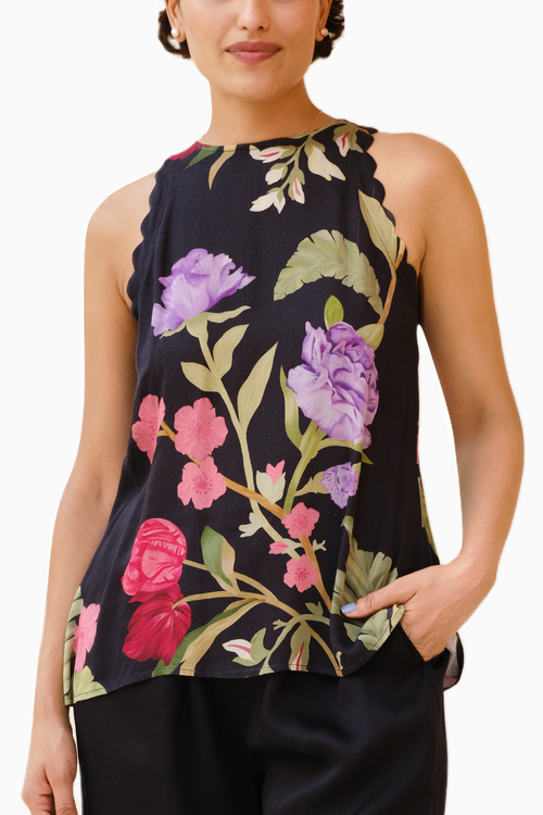 Midnight Black Back Knot Top