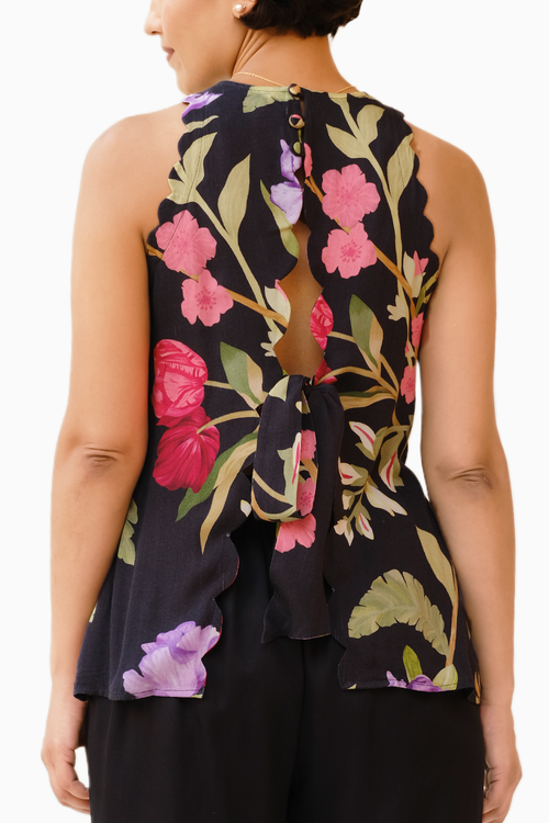 Midnight Black Back Knot Top