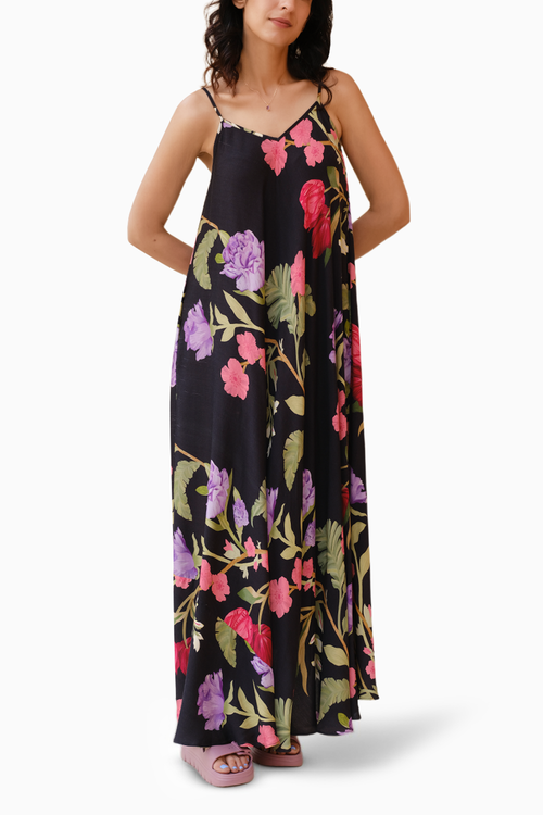 Midnight Black Floral Dream Lounge Cami Dress