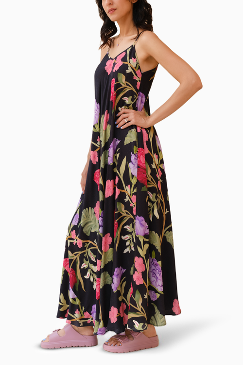 Midnight Black Floral Dream Lounge Cami Dress