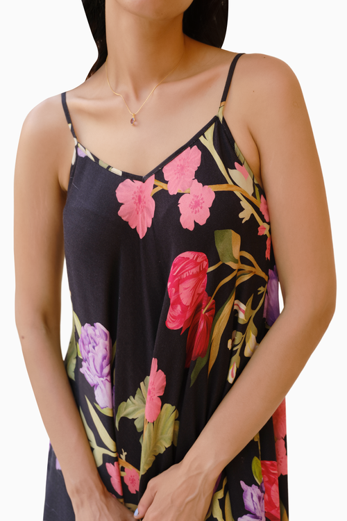Midnight Black Floral Dream Lounge Cami Dress