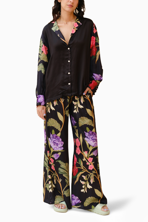 Midnight Black Floral Dream PJ Co-ord Set