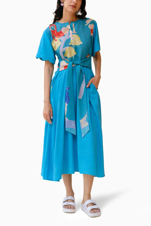 Summer Crush Lounge Tie Dress in Teal