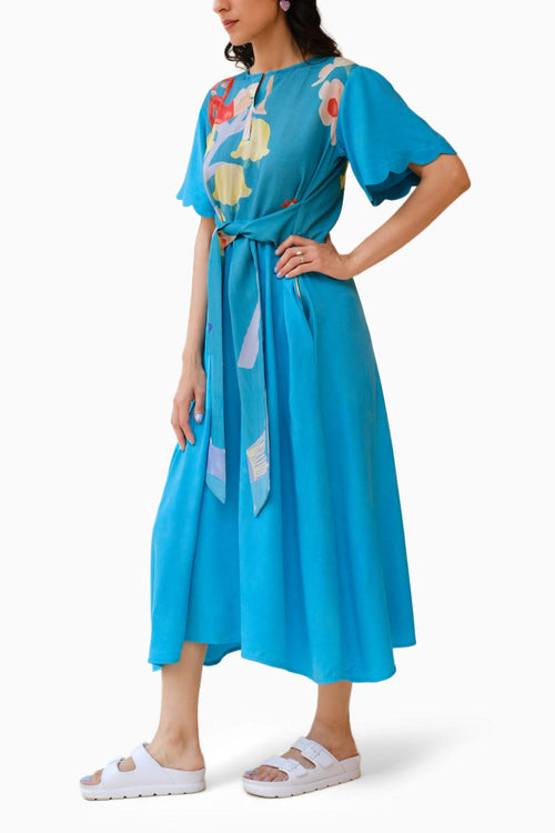 Summer Crush Lounge Tie Dress in Teal