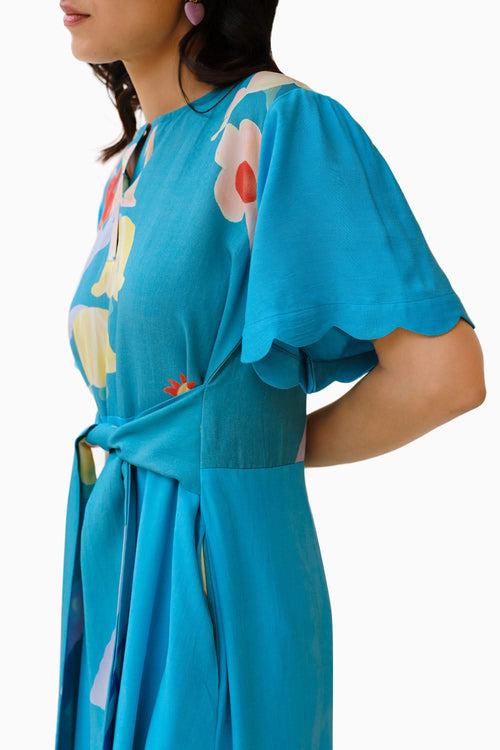 Summer Crush Lounge Tie Dress in Teal