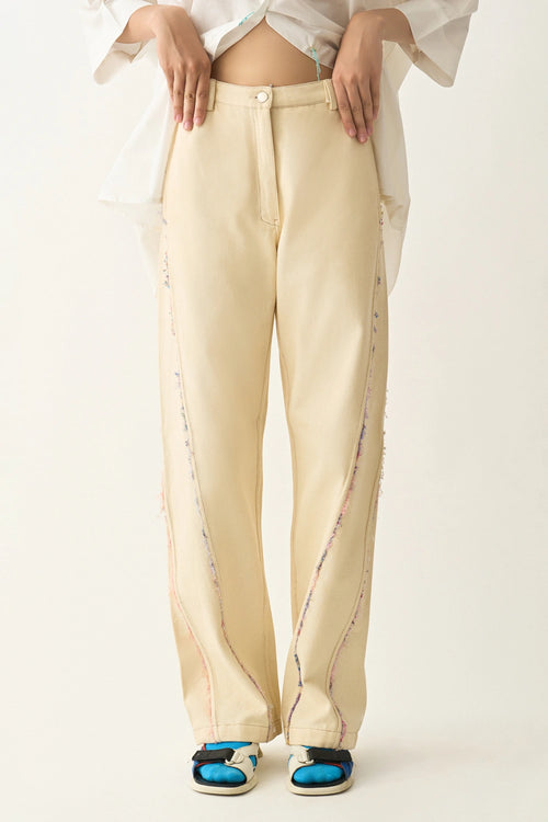 Ivory Re-Denim Trouser