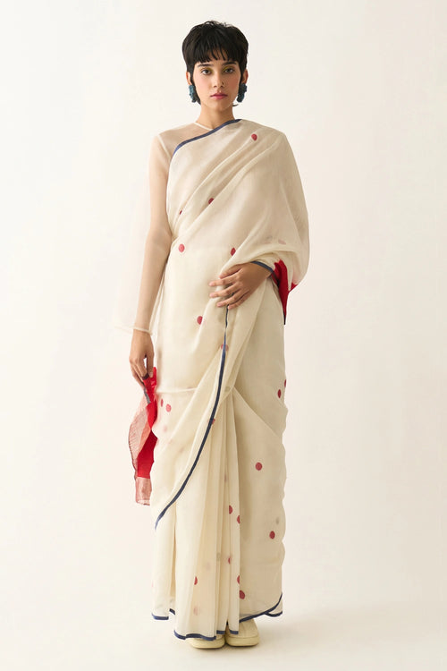 Ivory Red Photographer's Saree