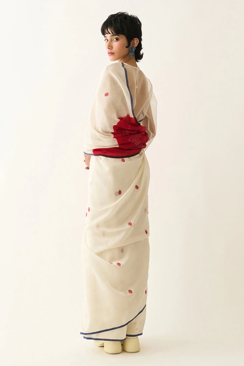Ivory Red Photographer's Saree