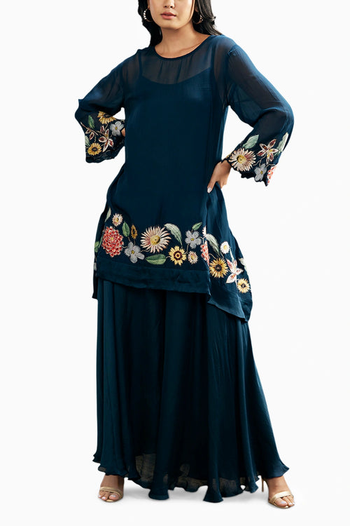 Gulista Patch Work Teal Blue Co-ord Set