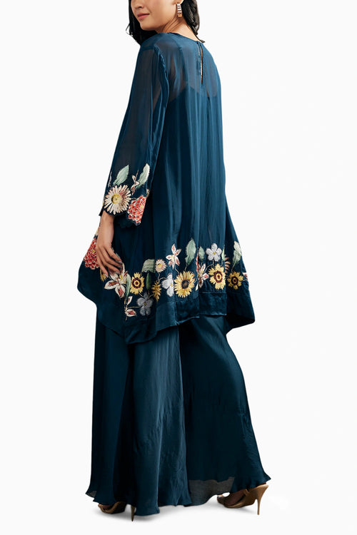 Gulista Patch Work Teal Blue Co-ord Set