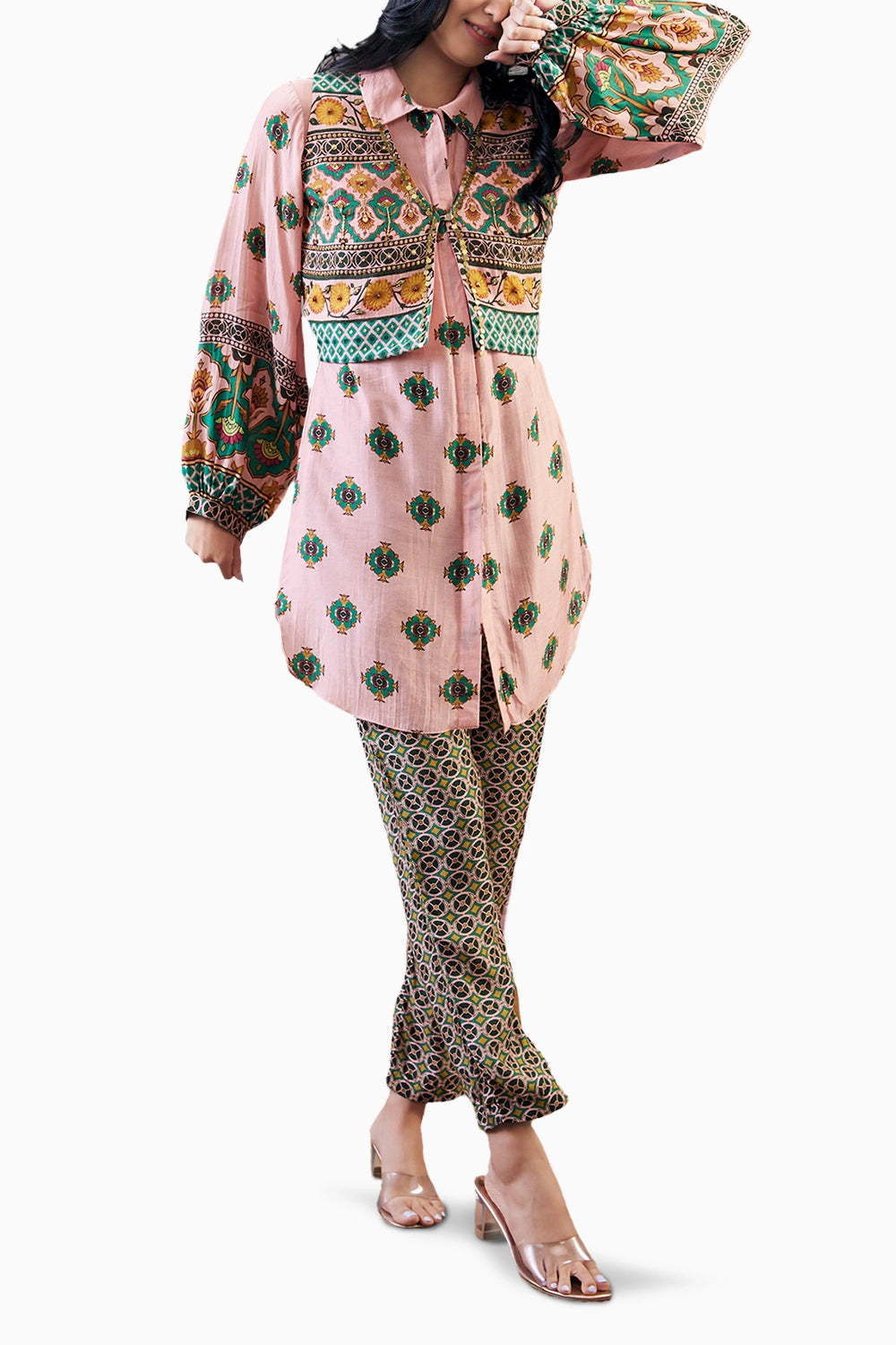 Taahira Printed Co-Ord Set With Jacket