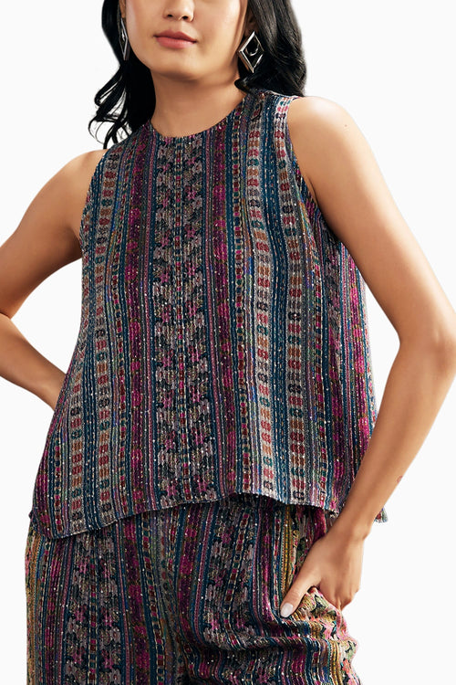 Ikaya Printed Sequin Co-ord Set