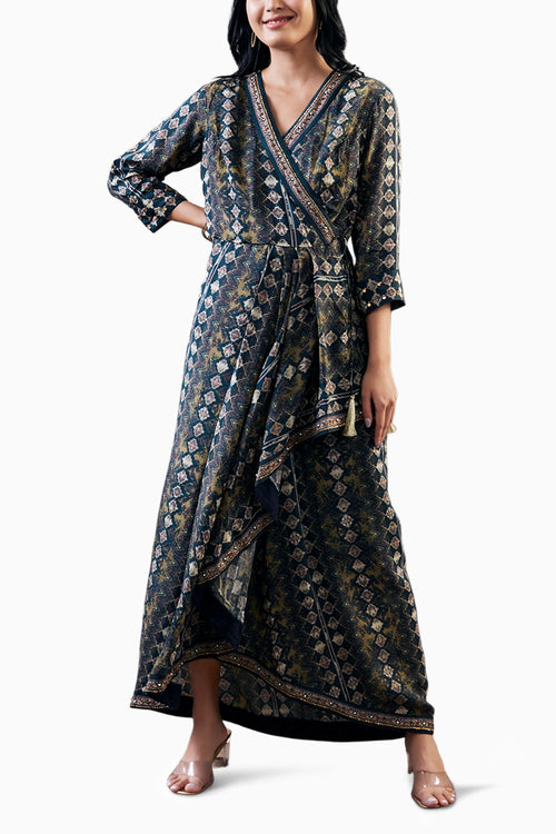 Dilara Embroidered Drape Dress