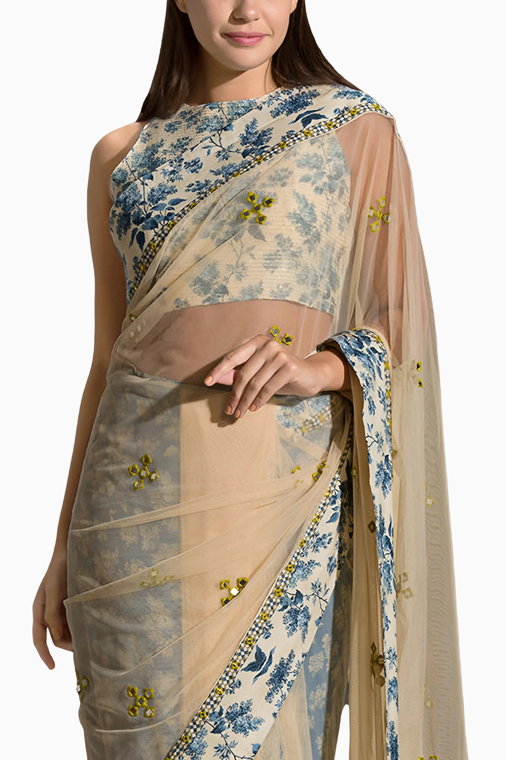 Applique Floral Pre-Stitched Saree