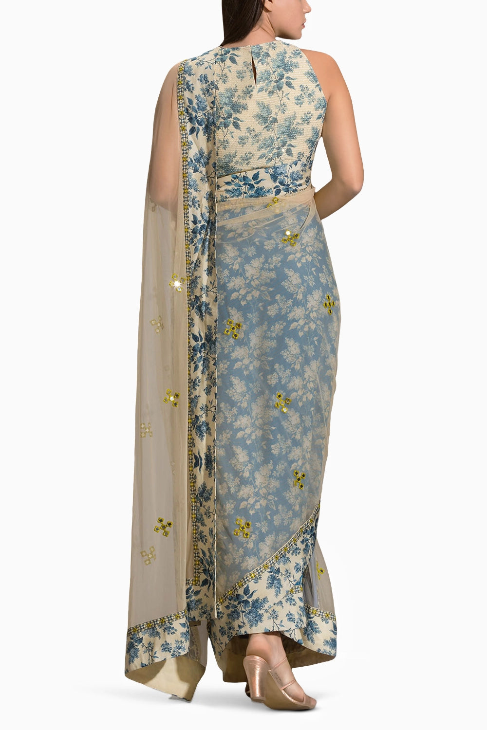 Applique Floral Pre-Stitched Saree