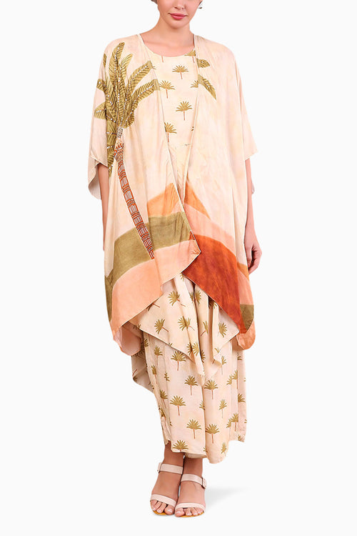 Conversational Printed Jumpsuit With Embroidered Jacket