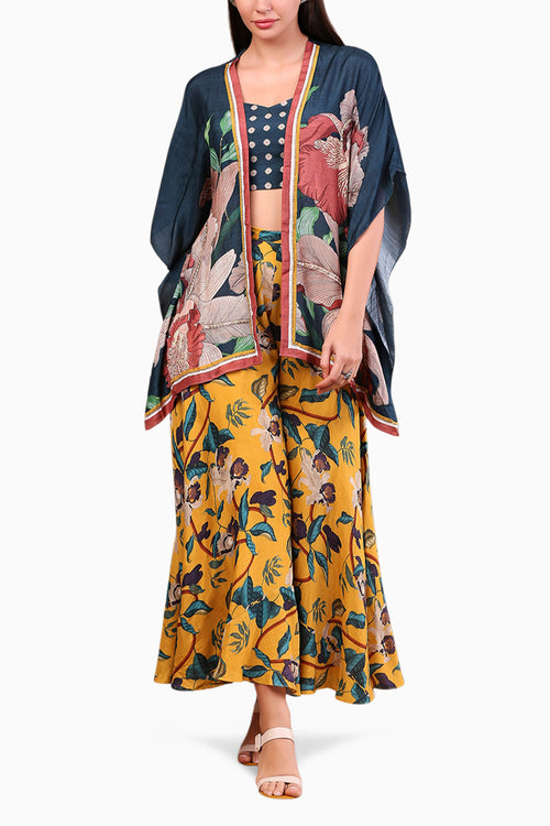 Orchid Bloom Printed Pant Set With Jacket