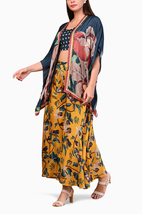 Orchid Bloom Printed Pant Set With Jacket